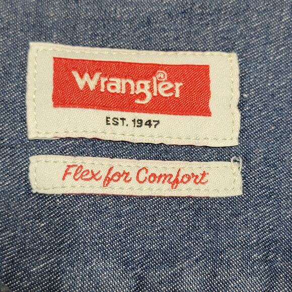 Wrangler Blue Denim LS Full Button Shirt - Size 2XL - Picture 4 of 5
